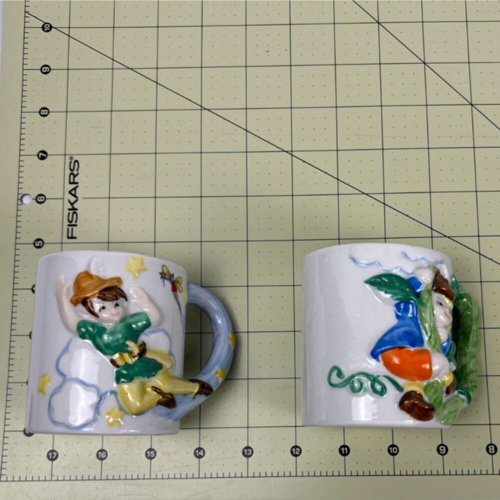 JSNY Peter Pan & Jack Beanstalk Mugs Set 3D Embossed Ceramic Storybook Cups - Picture 8 of 10